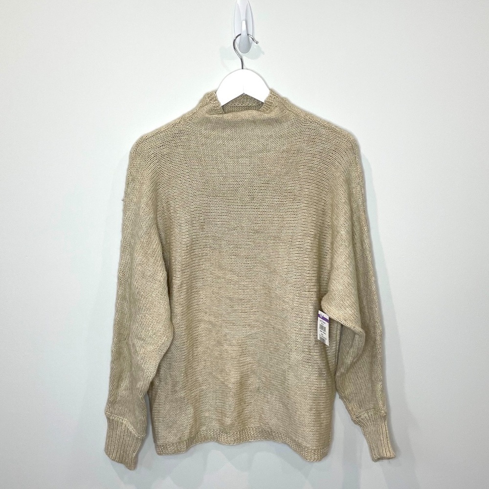 Max Studio Beige Knit High Neck Womens Sweater